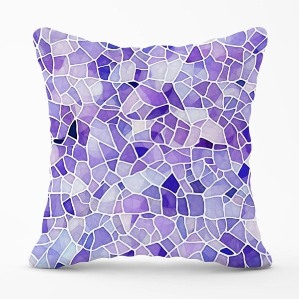 Warren Reed Purple and White Mosaic Design Cushions