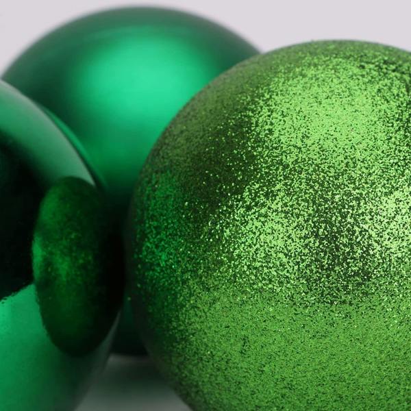 Shatchi 15cm Shatterproof Christmas Bauble Set, 3 Pack Dark Green Tree Decorations with Glitter, Matte and Shiny Finishes