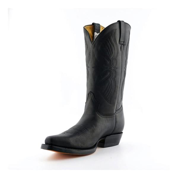 Grinders Mens Black Cowboy Leather Boots- Louisiana