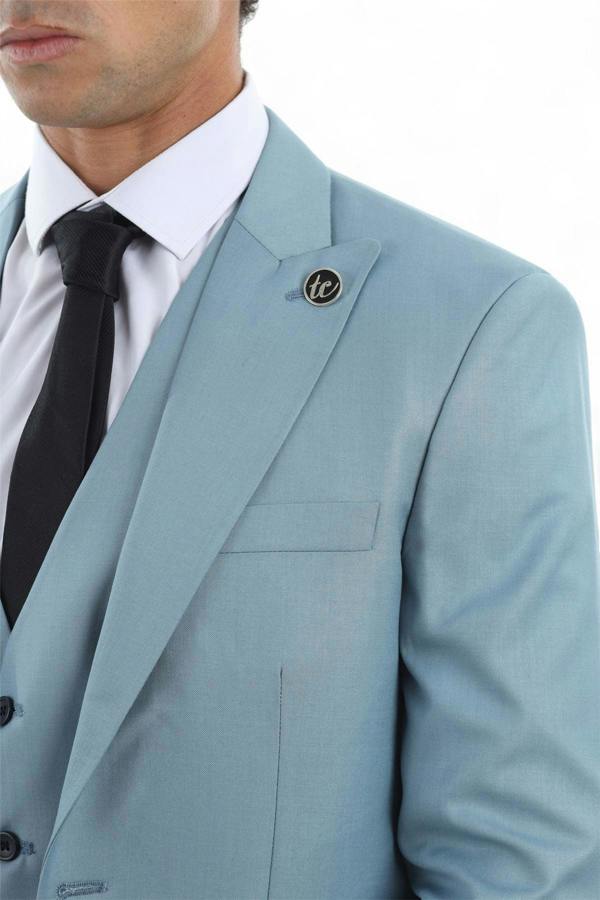 Infinity Leather Men's 3 Piece Plain Blue Work Formal Suit