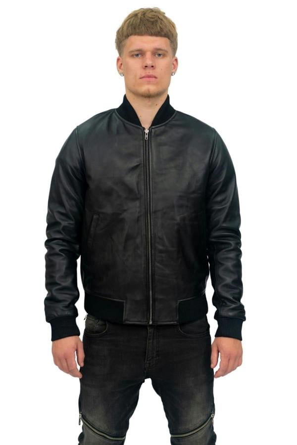 Infinity Leather Mens Retro Varsity Leather Bomber Jacket-Pretoria