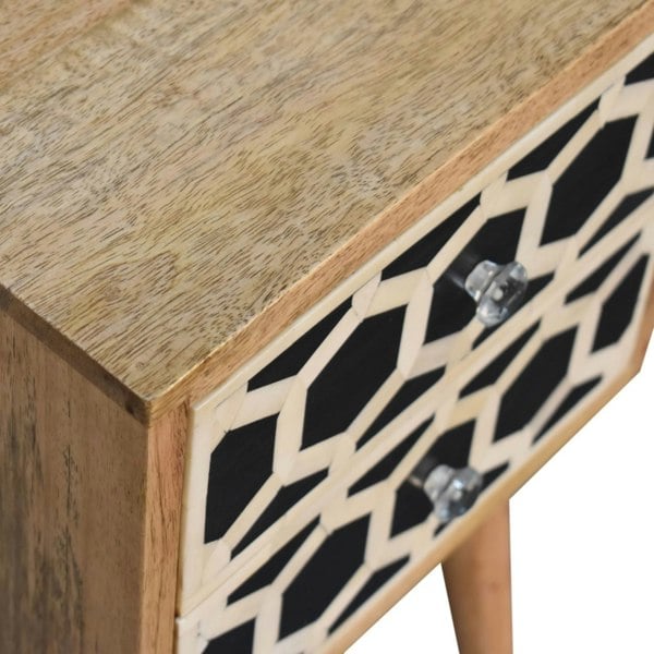 Artisan Furniture Solid Wood Mini Bone Inlay 2 Drawer Bedside