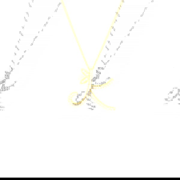 Say It With 1 Inch Winged Full CZ Stones Initial Necklace - 18ct Yellow Gold Plated