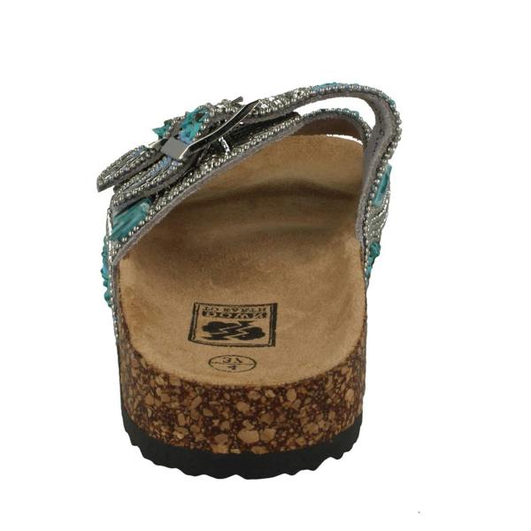 Down to Earth Ladies Down To Earth Dual Buckle Strap Beaded Mule Sandals F00251