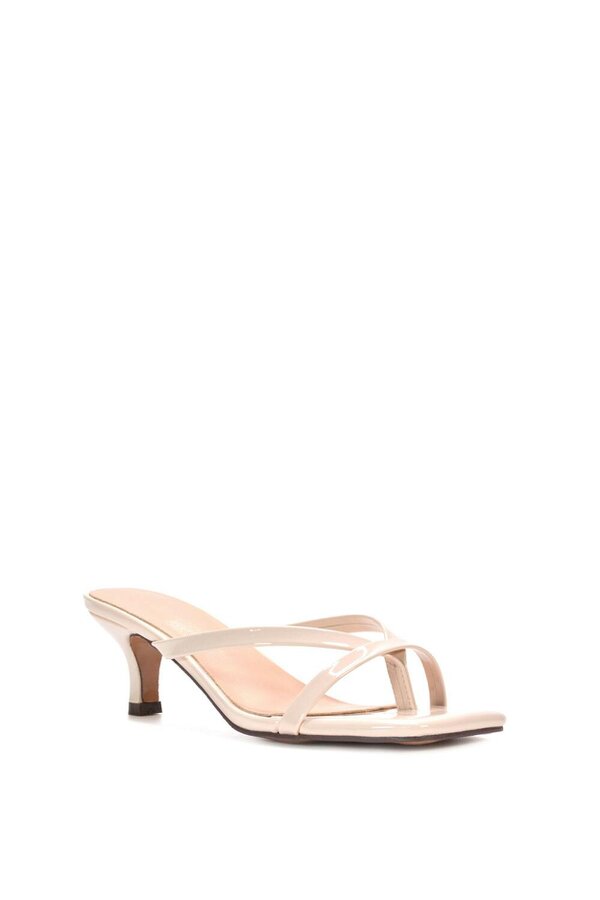 XY LONDON Kitten Heel Sandal Mules With Toe Post