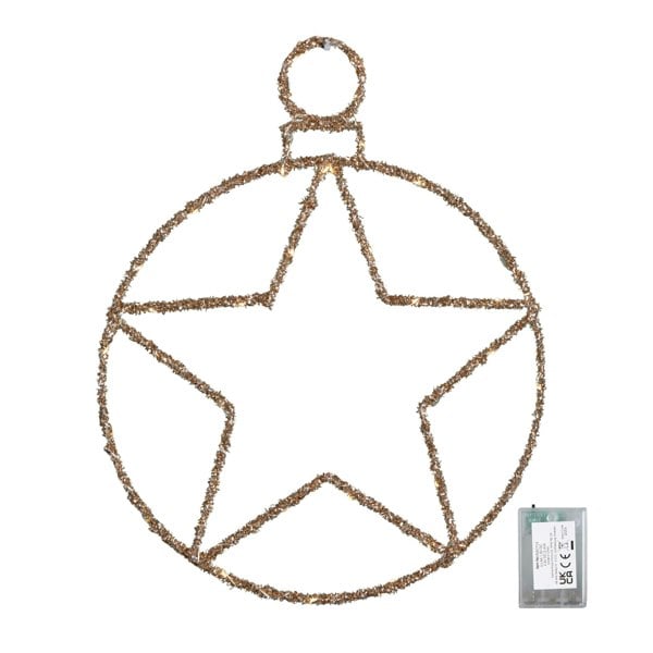 Samuel Alexander 49cm Battery Powered Light up Christmas Gold Star Ball with Twinkling Warm White LEDs