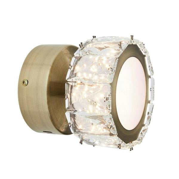 Pagazzi Lighting Dilan Antique Brass & Crystal LED Wall Light