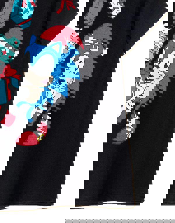 Sonic the Hedgehog Boys Black Christmas Presents Short Sleeved T-Shirt