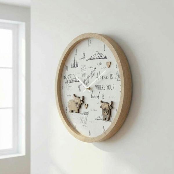 Garden Greatness Highland Cow Home Wall Clock