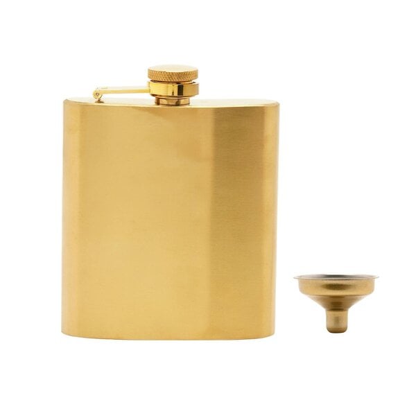 Harvey Makin 6oz Gold Stainless Steel Flask Set with Funnel