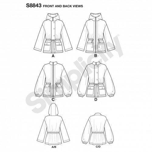 Simplicity Sewing Pattern 8843, Jackets, Coats for Women, AA (XXS-XS-S-M) - Intermediate