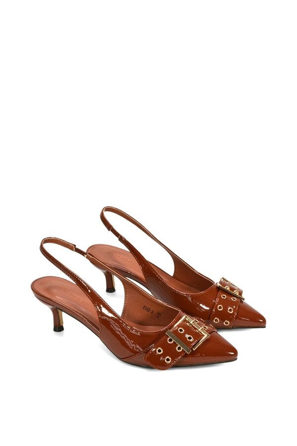 XY LONDON Pointed Toe Kitten Heels With Buckle