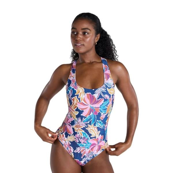 Animal Womens Mia Cross Back One Piece Swimsuit - Navy