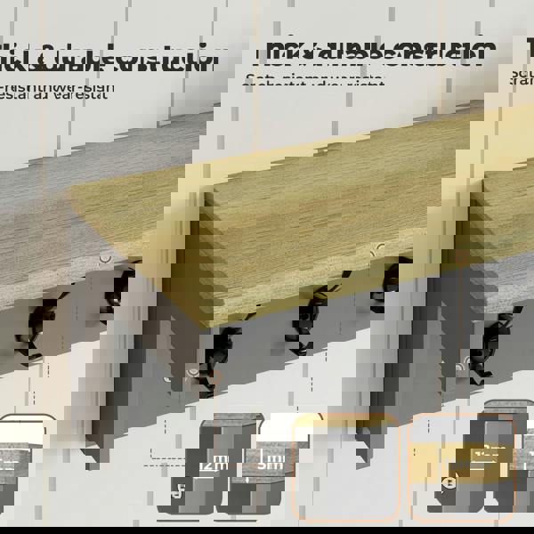 Levede Coat Rack Wall Mounted 7 Double Hooks Wood Entryway Hallway Storage Shelf