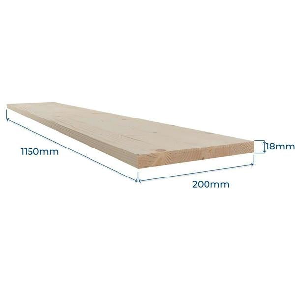 Snowdon Timber Softwood Shelf Board (T) 18mm (W) 200mm (L) 1150mm
