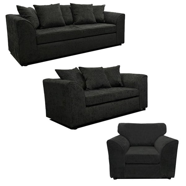 Furnishings For Less Monaco Chenille Fabric 3 Piece Sofa Suite