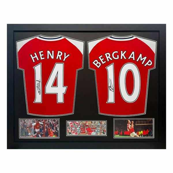 Unbranded Thierry Henry & Dennis Bergkamp double signed framed shirt display