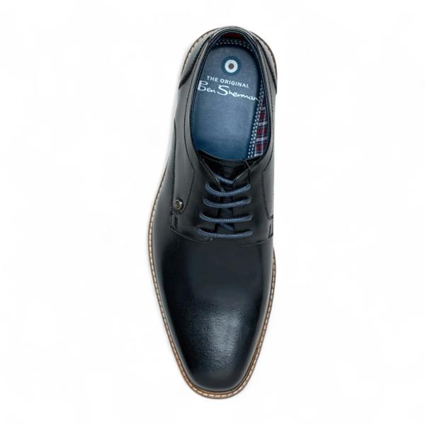 Ben Sherman Men's Black Leather Polished Plain Formal Derby Shoes