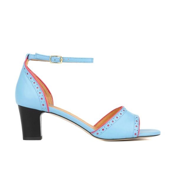 Embassy London Croupier - Light Blue Pink - Women's 2 inch heel ankle strap leather sandal in sky blue