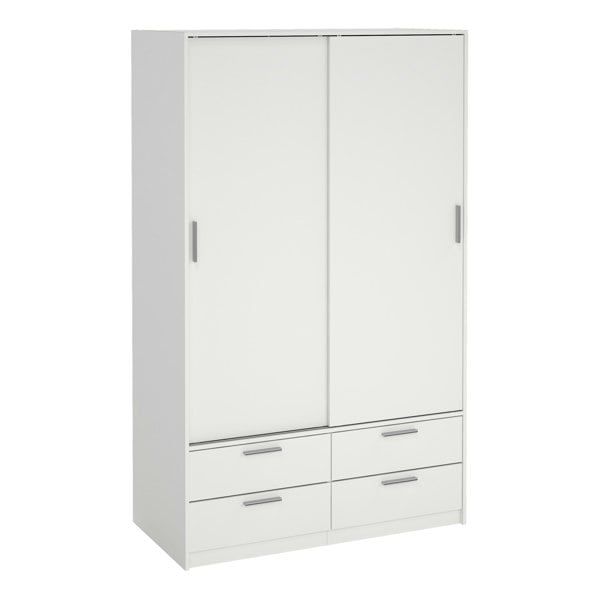 Furniture To Go Line Wardrobe with 2 Sliding Doors and 4 Drawers, White