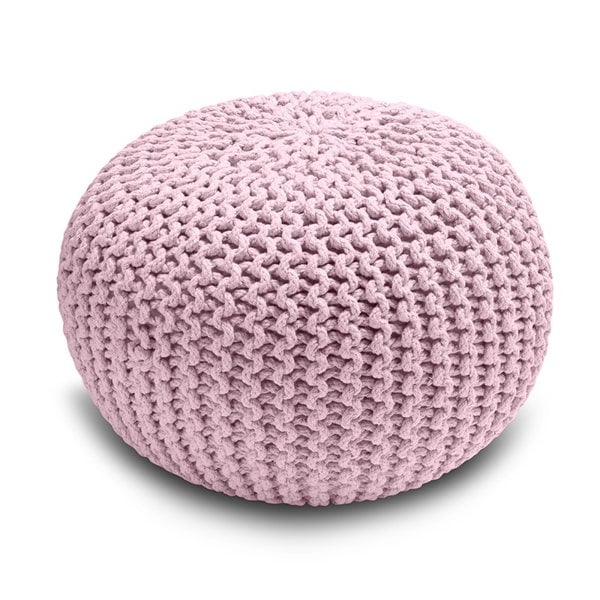 Snug City Knitted Pouffe Chunky Round Footstool Ottoman 100% Cotton