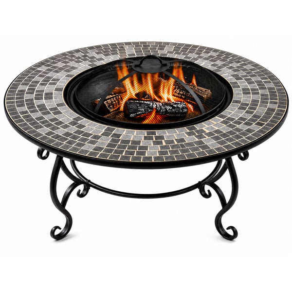 Homeology GINESSA Garden Heater Fire Pit Coffee Table Barbecue Ice Bucket - Mosaic Ceramic Finish