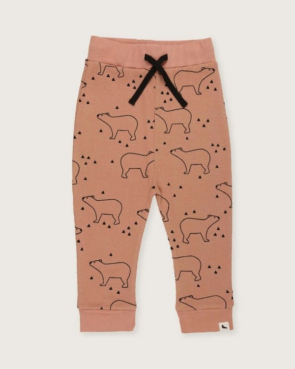 organic cotton Orange Sketch Bear Print Joggers - image 1