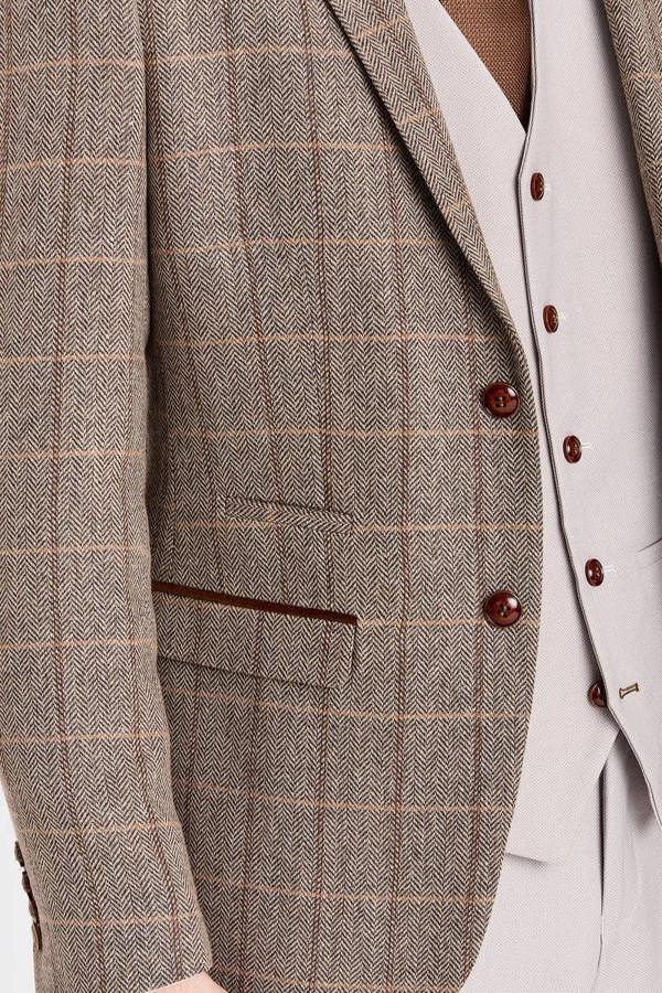 Paul Andrew Harris Brown Tweed Blazer with Mayfair Stone Waistcoat and Trousers