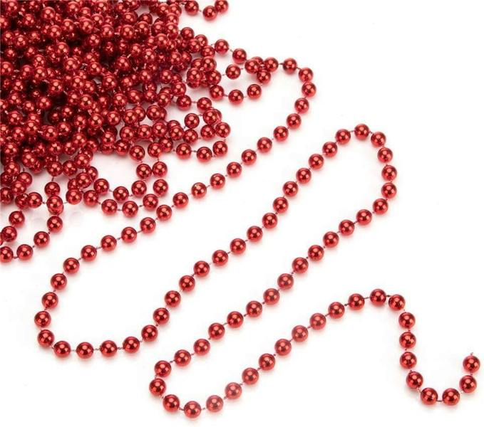 24ft Red Metallic Bead Garland Christmas Tree Decoration for Indoor Displays and Festive Crafts image 7