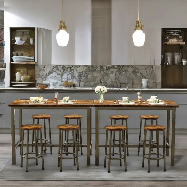 Rafaelo Mobilia Industrial Dining Table And 4 Stools Rustic Brown