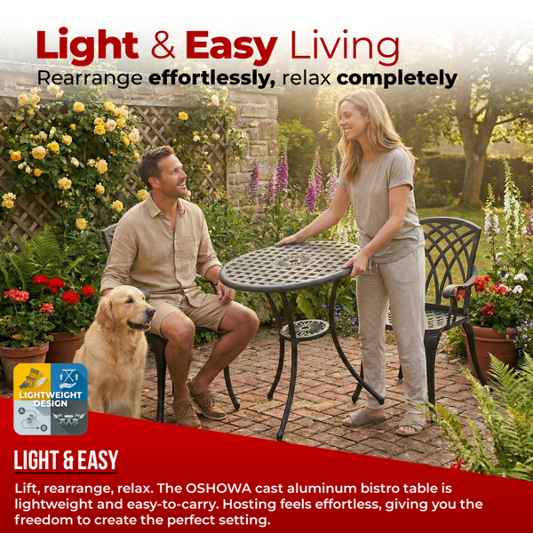 Centurion Supports OSHOWA Black Garden and Patio Cast Aluminium Bistro Table