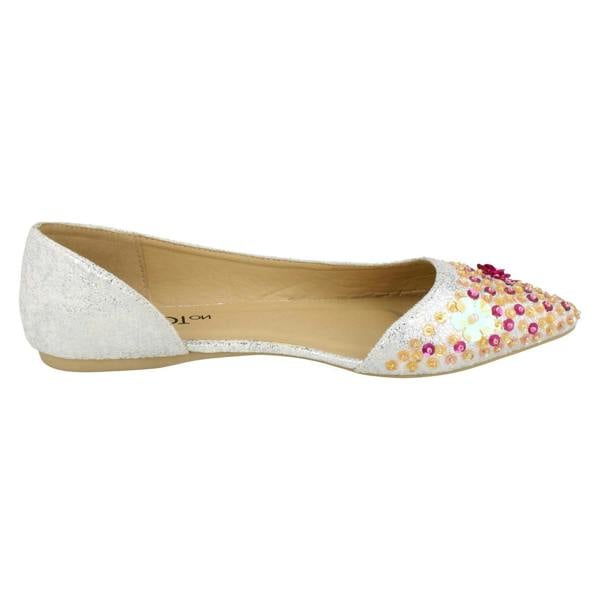 Spot On Ladies Spot On Sequin Ballerinas With Flower Detail F80374