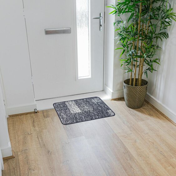 JVL Fiora Machine Washable Indoor Mat - 44 x 75cm - Muted Matrix