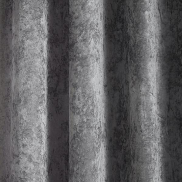 Catherine Lansfield Crushed Velvet Lined Eyelet Curtains Silver Grey
