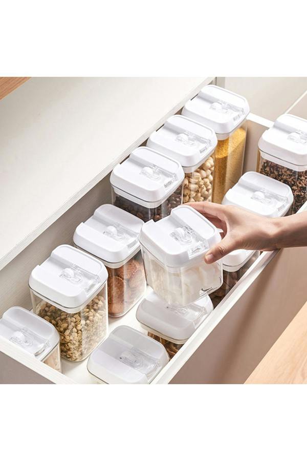 Living and Home 7Pcs Airtight Food Dry Grain Cereal  Storage Containers 6.9L with Clasp Lids （0.5*2+0.8*2+1.2*2+1.9L）