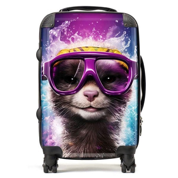 Warren Reed Splashart Ferret Purple Suitcase