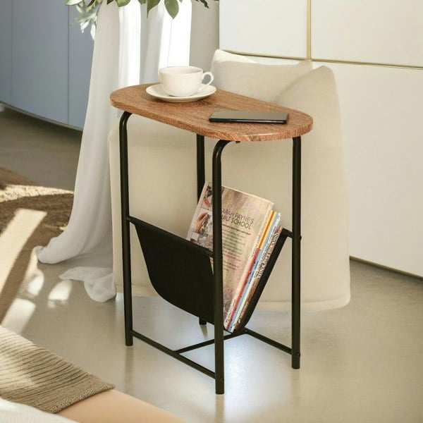 Rafaelo Mobilia Industrial Side Table With Magazine Holder Brown