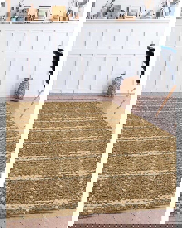 Jute Check Natural Rug Striped & Geometric Handwoven