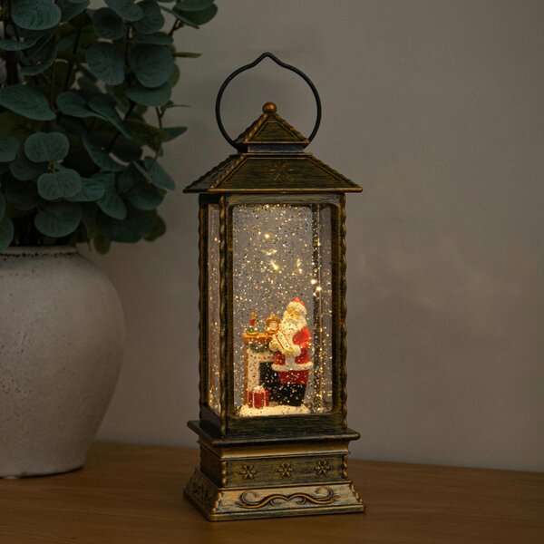 Samuel Alexander 27cm Dual Powered Antique Gold Santa Christmas Water Spinner with LEDs