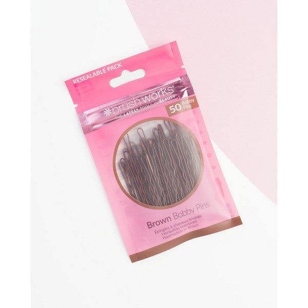 Brushworks Brown Bobby Pins - 50 Pieces