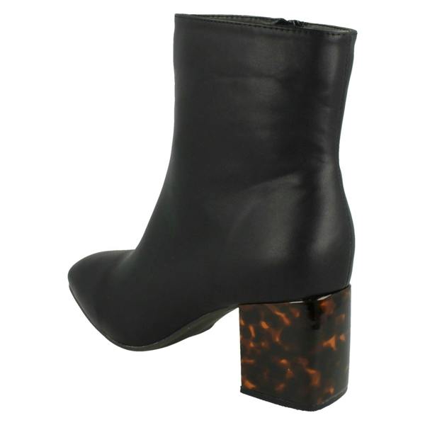 Spot On Ladies Spot On Block Mottled Heel Ankle Boots