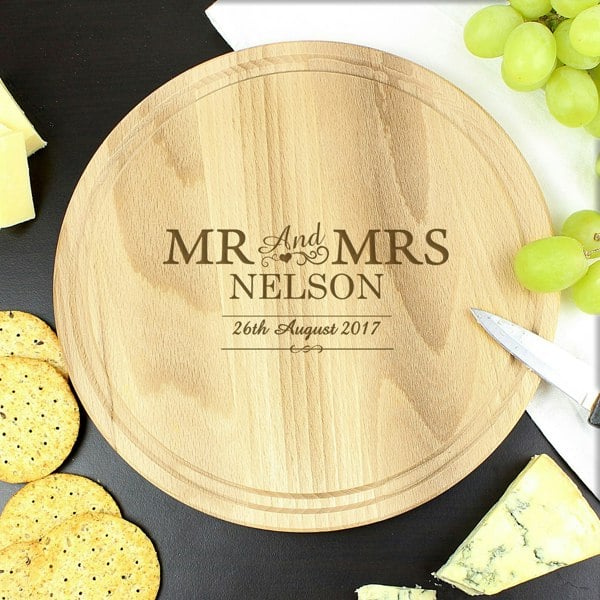 Personalised Memento Company Personalised Mr & Mrs Round Chopping Board