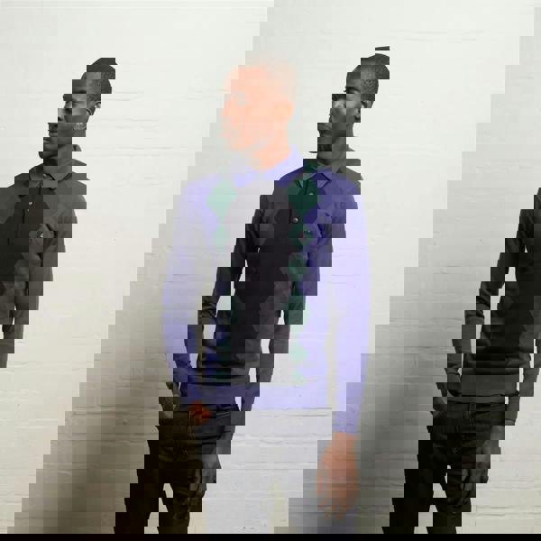 Gabicci V55GM02 Mens Bond Long Sleeve Knitted Three Button Polo Gabicci Vintage - ATLANTIC