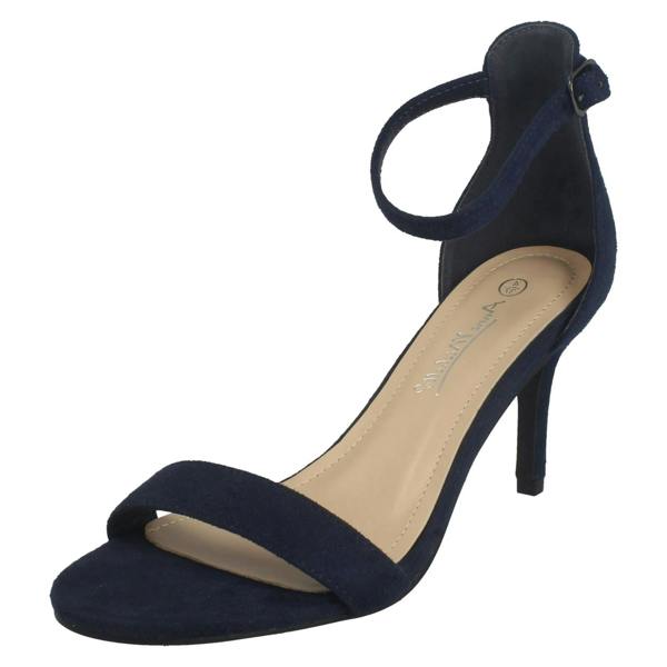 Anne Michelle Ladies Anne Michelle High Heeled Buckle Ankle Strap Evening Sandals F12108