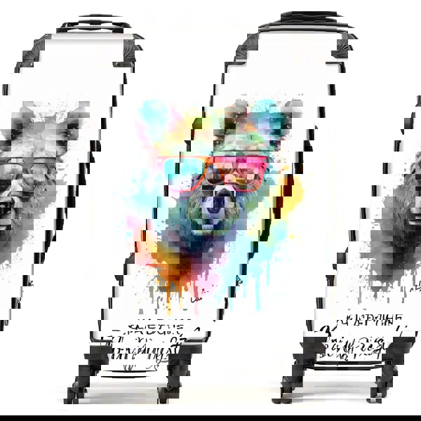 Warren Reed Splashart Colourful Bear In Glasses Suitcase