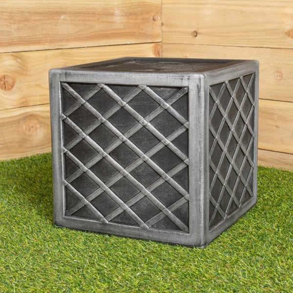 Samuel Alexander 30cm Small Square Plastic Pewter Grey Garden Patio Planter