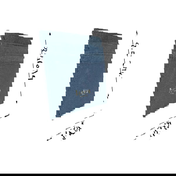 Assots London 'FANN' Ensign Blue Vintage leather Compact RFID Credit Card Holder