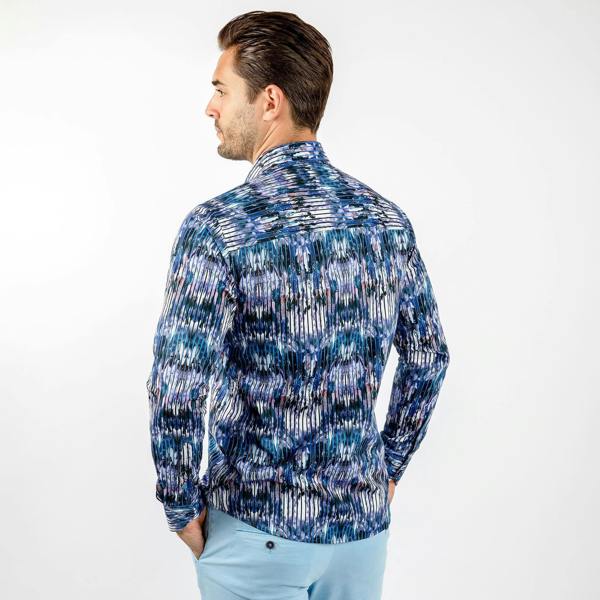 TIE DYE ART STRIPED PRINT SHIRT – Premium Men's Patterned Shirt by Claudio Lugli | Bold Design, Tailored Fit, Best Printed Shirts