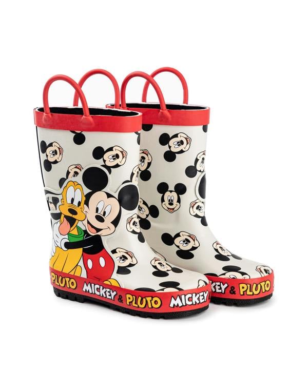 Disney Boys Multicoloured Mickey & Pluto Wellington Boots with Handles