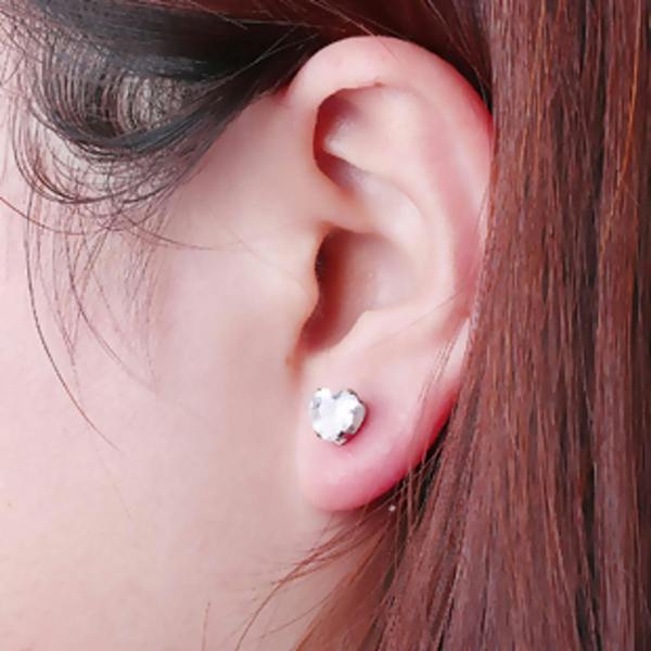 Aye Do Gifts Cubic Zirconia Heart Stud Earrings - Hypoallergenic